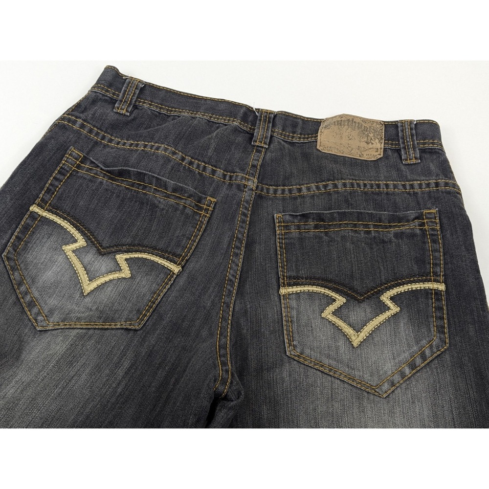 Southpole Mens 38x31 Baggy Relaxed Jeans Black Wash Y2K Streetwear Embroidered - Picture 5 of 10